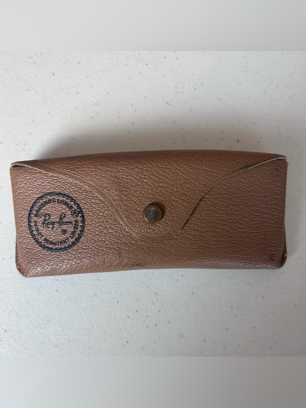 Vintage Ray-Ban Glasses Case Semi hard Tan Leather Pouch Case only